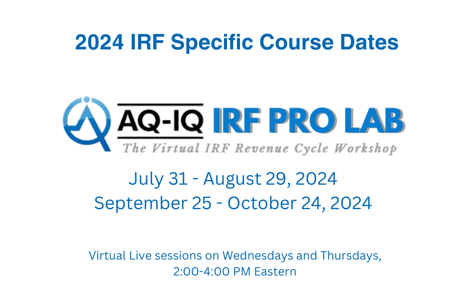 remaining 2024 schedule for the AQ-IQ IRF PRO LAB Virtual course