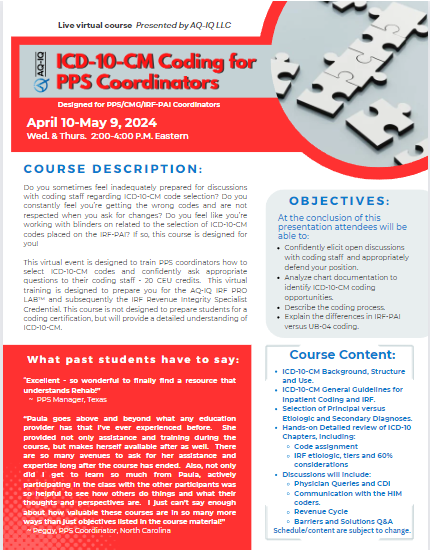 ICD-10-CM Coding for PPS Coordinators brochure