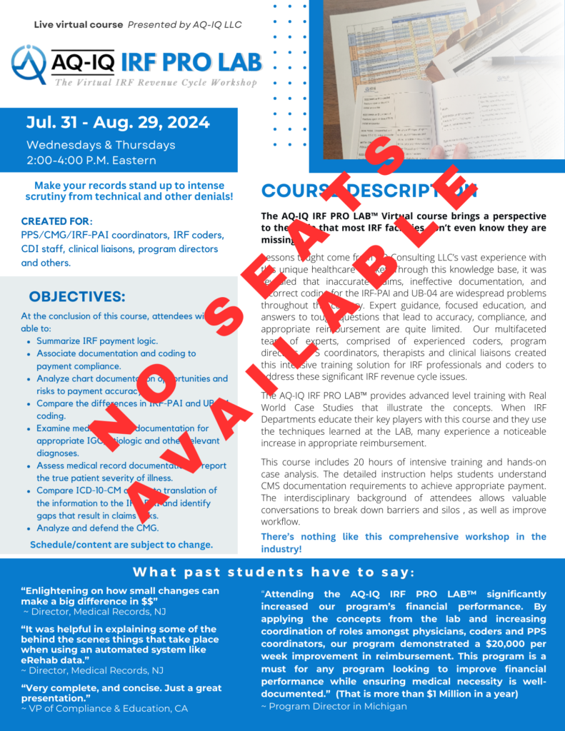 IRF PRO LAB brochure for July 2024 virtual course